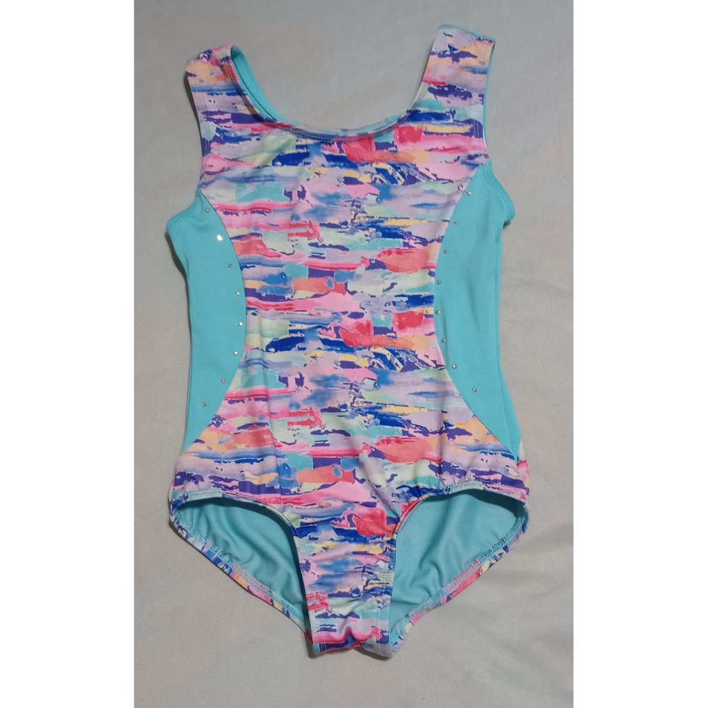 Cat & Jack Girls Gymnastics Leotard Dance Multicolor Abstract Rhinestone S 6/7